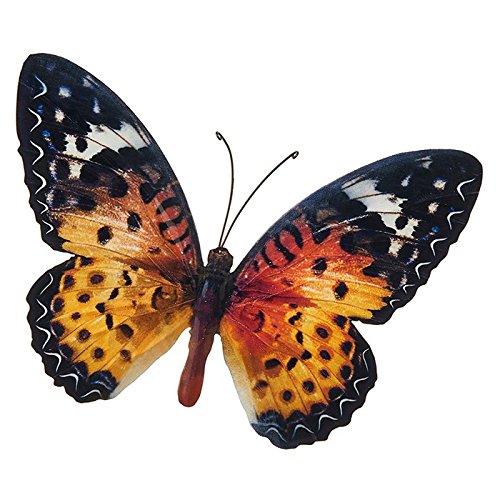Willow & Avon Bright Orange Brown Single Butterfly Metal Wall Art Plaque 26cm x 35cm