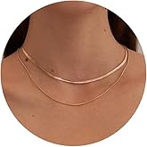 CHESKY 14K Gold/Silver Plated Snake Chain Necklace Herringbone Necklace Gold Choker Necklaces for Women Gifts Jewelry 1.5/3/5MM(W) 14"/16"(L)