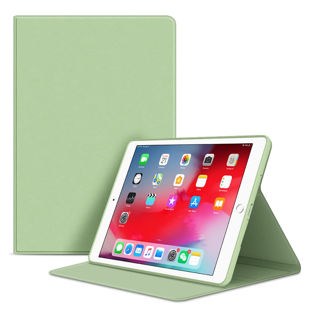 VAGHVEO Case for iPad 9th Generation 10.2 2021/2020/2019, iPad Air 10.5/Pro 10.5" Smart Cases with Flexible Soft TPU Protective Back Cover, PU Leather Shockproof Shell for iPad 8/7th Gen, Light Green