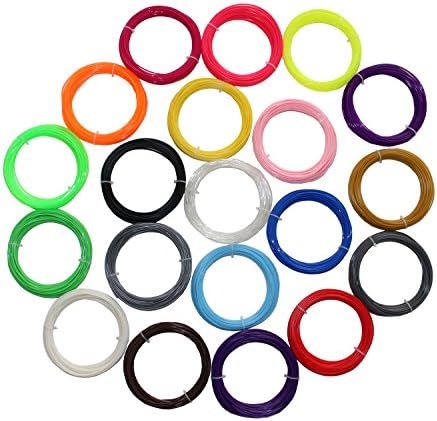 Tictop 3D Printer Pen Filament Refills - PLA 1.75mm Filament -20 Different Colors Fun Pack - PLA Plastic 640 ft.Total - Environmentally Friendly Filament is Perfect for Kids