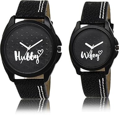 Loretta Quartz Movement Analogue Black Dial Unisex Watch - Set of 2(LT_31-234)