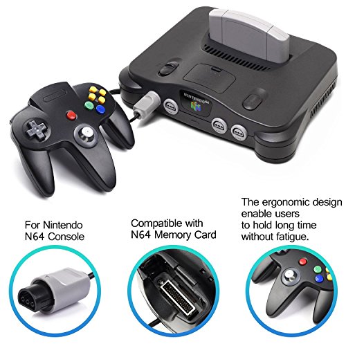 Diswoe Classic N64 Controller Wired Controllers for PC and Mac (Black) - Thumbnail 4