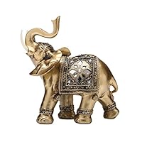 TOUCH MISS Golden Thai Elephant with Trunk Raised Collectible Figurines(Large)