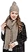 Bienvenu Women Fashion Winter Warm Knitted Scarf and Hat Set Skullcaps,Light Coffee
