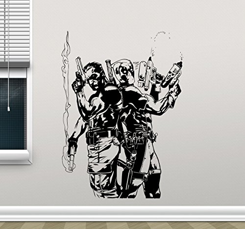Punisher Deadpool Wall Vinyl Decal Marvel Superhero Wall Sticker Video Game Gaming Wall Decor Cool Wall Art Kids Teen Room Wall Design Modern Bedroom Wall Decor Mural 143zzz