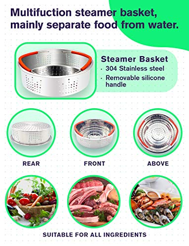 7 PCS Stackable Accessories for Instapot Set - Vegetable Steamer Basket, Egg Bites Molds, Springform Pan, Egg Steamer Rack and Anti-scald Gloves, Fit 5/6 / 8 qt Instapot and Pressure Cooker