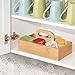 mDesign Bamboo Wood Compact Tea Storage Organizer Caddy Tote Bin - 6 Divided Sections, Attached Handle - Holder for Tea Bags, Coffee, Packets, Sugar/Sweeteners and Small Packets - Natural