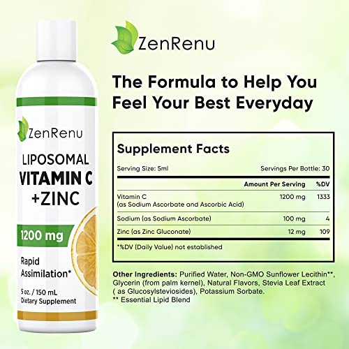 Zenrenu Liposomal Vitamin C Liquid for Adults & Kids Vitamin C and