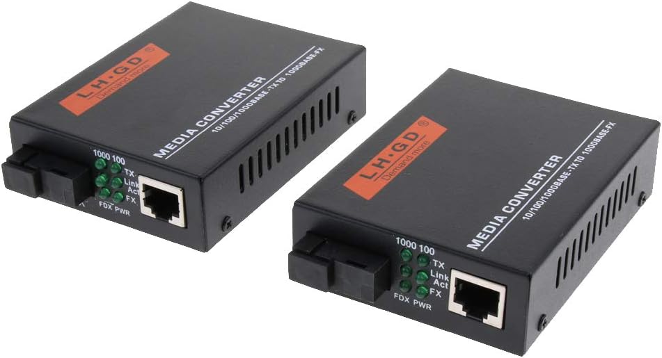 KESOTO 1000Mbps RJ45 Gigabit External Ethernet Network Media Converter, Single Mode SC Fiber Optical Transceiver [1 Pair]