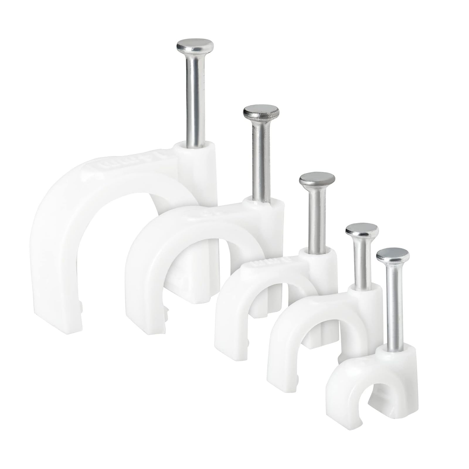 Cable Clips,Strong Nails Durable White Round, White Round Cable Clips Cable Wall Clips Steel Nail Cable Clips LED Rope Light Clip Bracket MFCGHXR 500 Pieces Cable Clips Marine5mm, 6mm, 7mm, 8mm, 10mm.