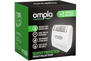 Ompla Identity Theft Data Protection Roller Stamp - Includes 3 Ink Refills
