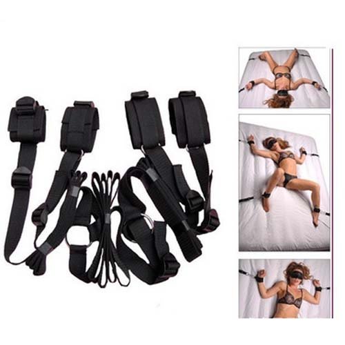 Under Bed Bondage Straps Restraint Kit Wrist Ankle Cuffs with Adjustable Straps