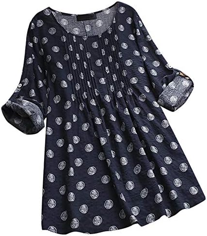 Women Shirt Long Sleeve Casual Loose Polka Dot Tunic Tops Pullover Blouse