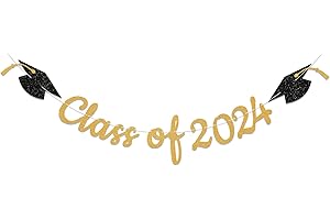 YOCHAMC Class of 2024 Banner - 2024 Graduation Decorations, Congrats Grad Decor, We are So Proud of You Banner, 2024 Senior High School Graduation Party Decoration(Gold)