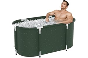 XICIKIN Ice Bath Tub 129 Gallon Cold Plunge Tub Portable Bathtub for Adults for Hot and Cold Baths, Indoor and Outdoor Use (Green)