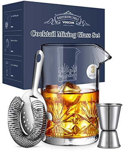 Cocktail Mixing Glass, veecom 18oz Crystal Mixing
