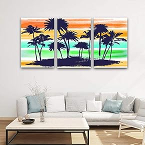 3 Panel Canvas Wall Art Gorgeous Palm Trees Pictures Home Wall Decorations for Bedroom Living Room Paintings Canvas Prints Framed - 16"x24" x 3 Panels