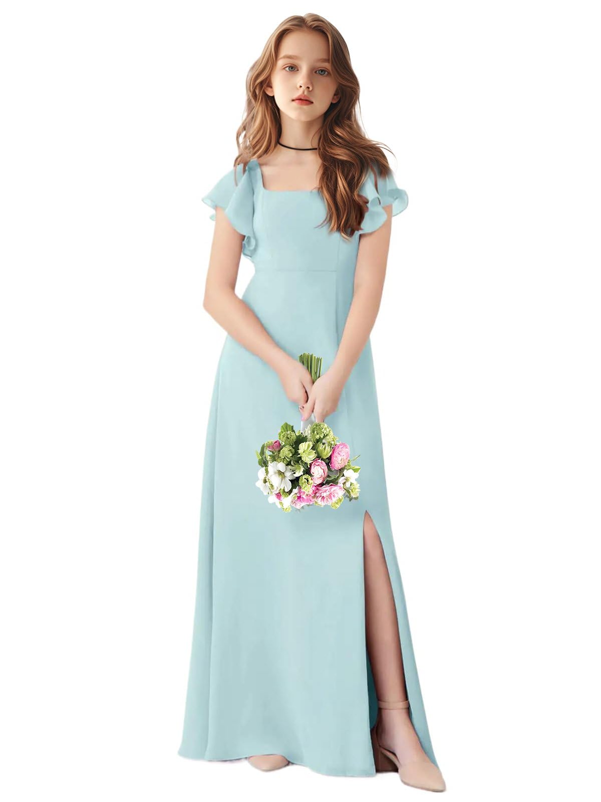TAISHAN Junior Bridesmaid Dress for Wedding Ruffle