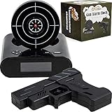 Target Alarm Clock with Gun - Infrared Target and Realistic Loud Sound Effects Fun Pistol Game Clocks for Heavy Sleepers Kids Boys &amp; Girls Infrared 0.8 MW Camouflage Black by Creatov