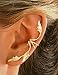 Delicate 3 Leaf Full Ear Spray Ear Cuff Non-pierced Cartilage Wrap Earring Single Left in Gold over Sterling Silver