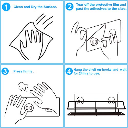 image for SMARTAKE 2-Pack Shower Caddy, Adhesive Bathroom Shelf Wall Mounted, No