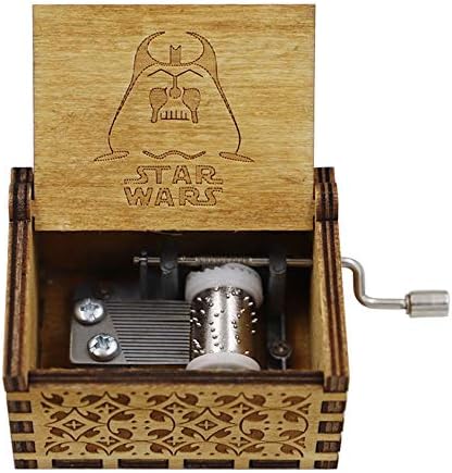 langpin Wood Musical Box, Antique Carved Wooden Music Box Hand Cranked Music Craft - Star Wars Main Theme