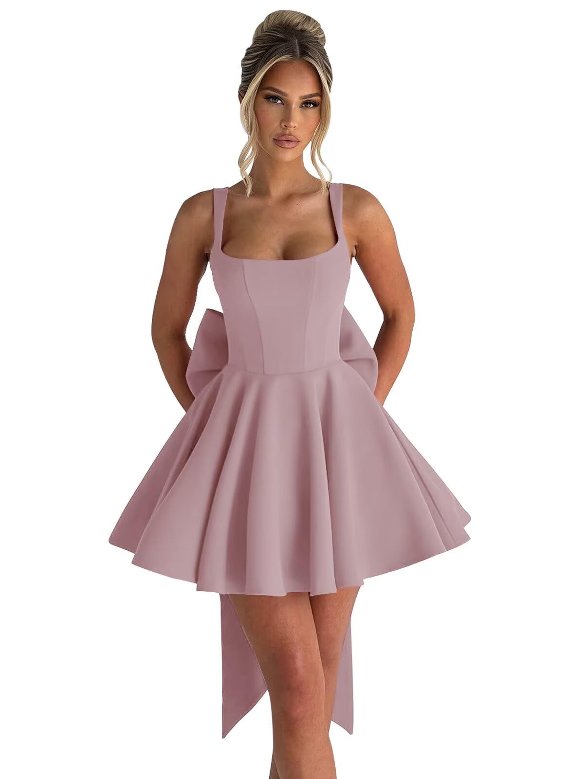 ouhati Plus Size Stretchy Satin Short Homecoming