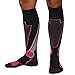 Pure Athlete High Performance Wool Ski Socks - Thermal Warm Merino Wool OTC Sock, Men Women (1 Pair - Black/Grey/Neon Pink, Medium)