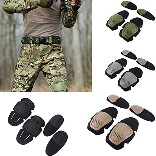 hwangli Military Protective Gear,CS Shooting Hunting Accessory Protective Gear,Knee & Elbow Support Pads Green - Thumbnail 2