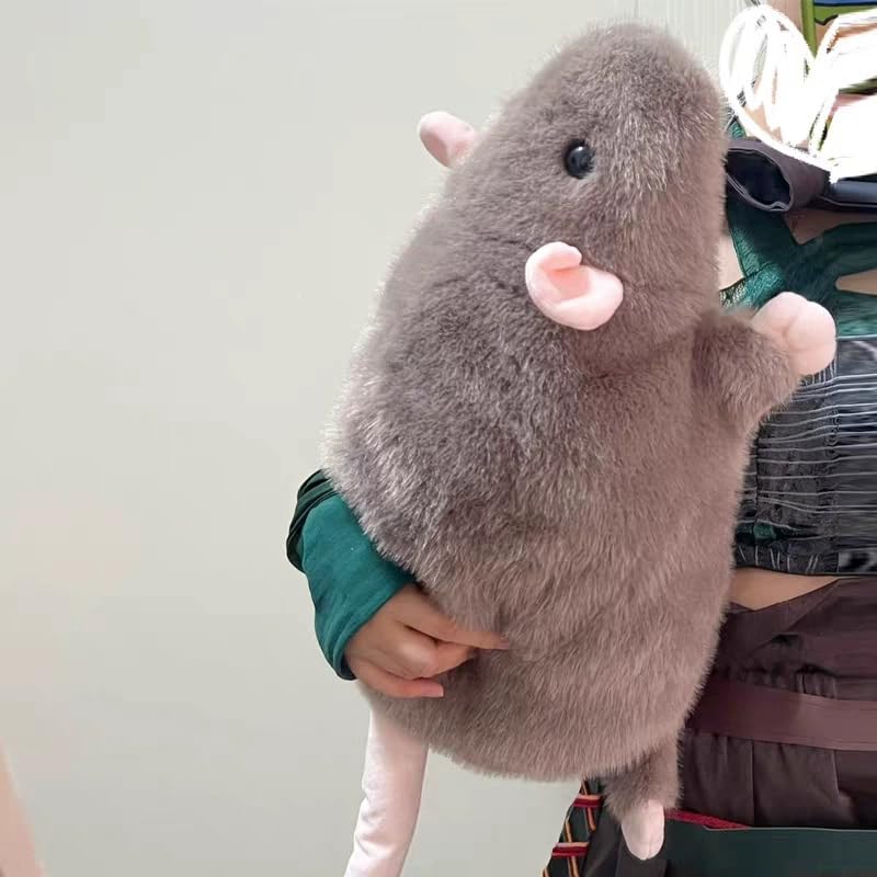 ZBELLO Extra Thicc Fat Rat Plush Toy - Super Soft Chubby Grey Mouse Plushie, Cute Cozy Huggable Animal Pillow for Kids, Teens & Adults, (35CM,Brown)