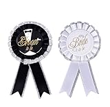 Olyphy Set of 2 Bride To Be/Groom To Be Rosette Ribbon Badge Brooch Pin, Engagement Party