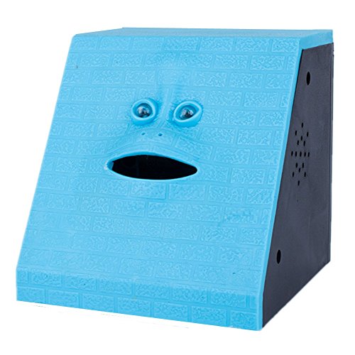 Wefond Novelty Coin Money Eating Musical Face Bank Automatic Money Saving Collection Piggy Bank for Kids Children (Blue Brick)
