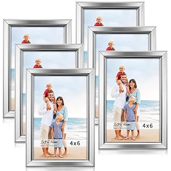 LaVie Home 4x6 Picture Frames (6 Pack, Silver) Simple Designed Photo Frame with High Definition Glass for Wall Mount & Table Top Display, Set of 6 Classic Collection