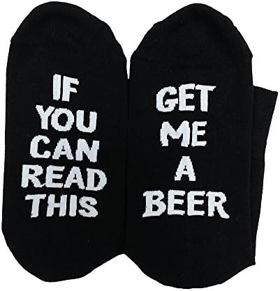 Christmas Unisex Women Men wine full cotton socks Xmas If You can read this Bring Me a Glass of Wine Socks (Free Size, Black Beer)