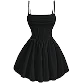 OYOANGLE Girl's Spaghetti Strap Ruched Ruffle Hem Sleeveless Summer Flowy Short Dresses