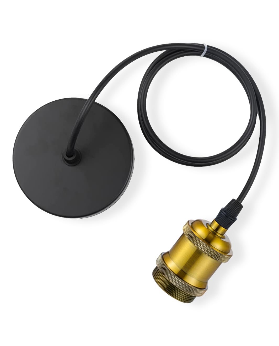 Vecys Vintage Gold Bronze Pendant Light Fitting,Ceiling Fitting Set with 100CM Adjustable Flexible Cable,E27 Lamp Holder for Ceiling Pendant (1PCS)