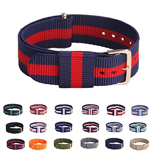 STYLELOVER Premium Canvas Fabric Watch Bands Ballistic Nylon Straps 18mm or 20mm with Rose Gold Buckle
