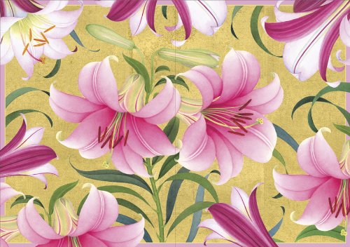 Caspari Entertaining Lilies Assorted Blank Notecards, Box of 8