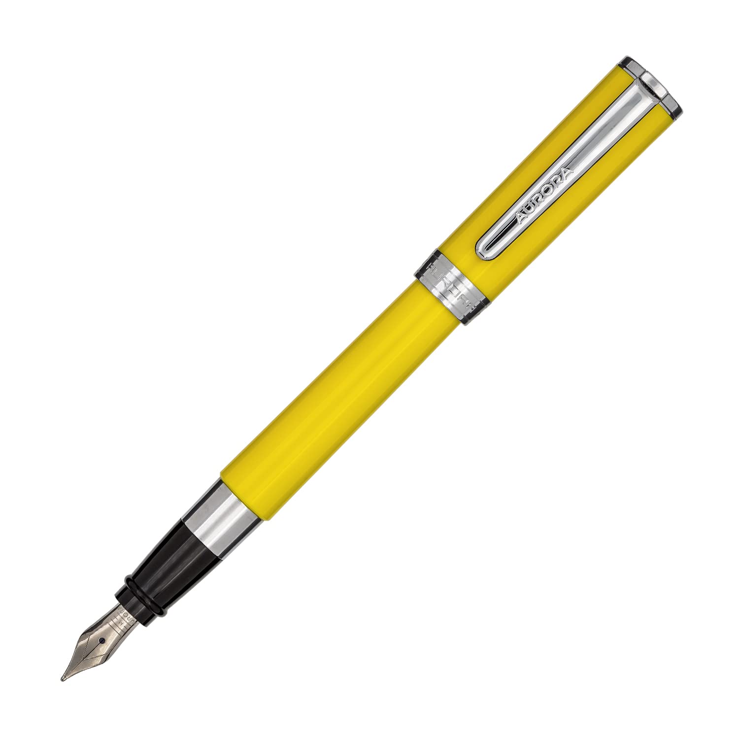 Aurora TU Fountain Pen | Writing Pen Made of Resin in Yellow with Chrome-Plated Fittings | Chrome-Plated Steel Nib in Thickness M | Gift Box