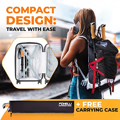 Foxelli Carbon Fiber Trekking Poles Lightweight Collapsible Hiking