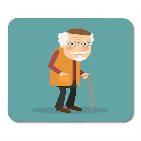 Amazon Co Jp Roonyete Shop マウスパッド スティック メンズ オールドマン メガネとウォークインの杖のキャラクター ブルー ウォークカートゥーンマウスパッド ノート デスクトップコンピュータマット 7 08 長さx幅8 66インチ オフィス用品 ホーム キッチン