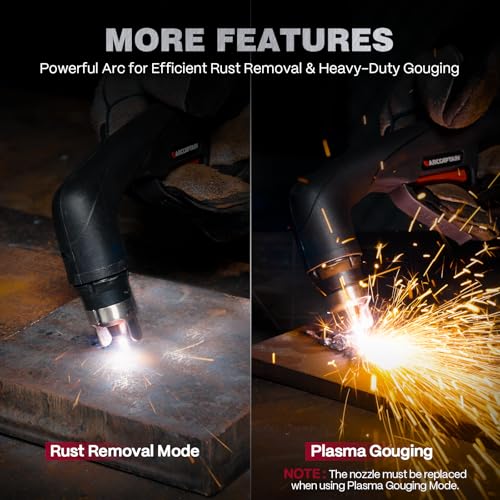 ARCCAPTAIN iControl [Non-HF] Plasma Cutter CUT55 MP with APP Control, 55Amp Blowback Pilot Arc, 120V/240V, Upgraded LED Display, Expanded Metal, Rust Removal, Plasma Gouging, Pressure Detection