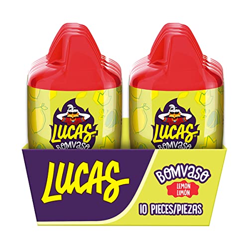 LUCAS BOMVASO JELLY LEMON FLAVORED WITH CHEWING GUM CANDY, 1.06OZ – 10 PIECES PACK FOR TREATS, FRUIT, PARTIES, PIÑATAS