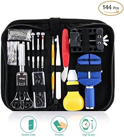 Juliell 144 PCS Watch Repair Tool Kit, Professional Opener Spring Bar Tool Set, Watch Band repair tools with carry bag
