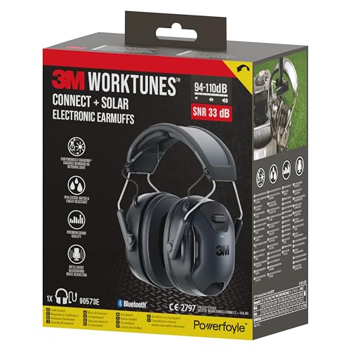 3M WorkTunes Connect & Solar Noise Cancelling Headphones with Bluetooth 90573E-1