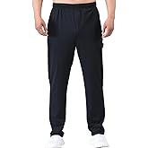 Zoulee Men's Elastic Waist Zipper Fly Hiking Pants Quick-Dry Lightweight Outdoor Sweatpants