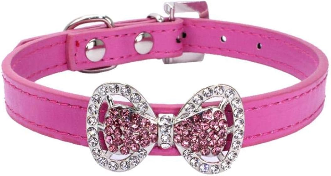 Pet Collars with Rhinestones Puppy Cat Collar Bling Bowknot for Dogs