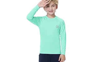 MEETWEE Boys Rash Guard Long Sleeve Girl UPF 50+ Sun Protection Shirt Swim Shirts Youth SPF Quick Dry Shirt Swimwear Sunsuits