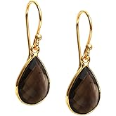 Gempires Teardrop Crystal Earring, Pear Shape Dangle Drop Earrings, Natural Gemstone Earring, Minimal, Everyday Wear, Hypoallergenic 14k Gold Plated, Gift for Mom Wife friend