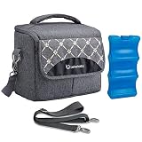Lekebaby Breast Milk Cooler Bag with Contoured Ice Pack Fits 6 Breastmilk Baby Insulated Bottle Tote Bag for Nursing Mothers, Grey